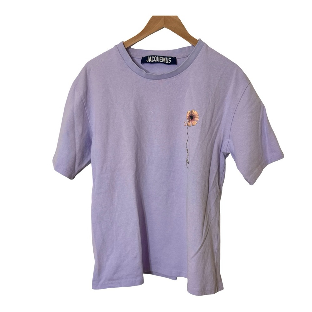 #JACQUEMUS Lavender Tee with Embroidered Flower Size Large